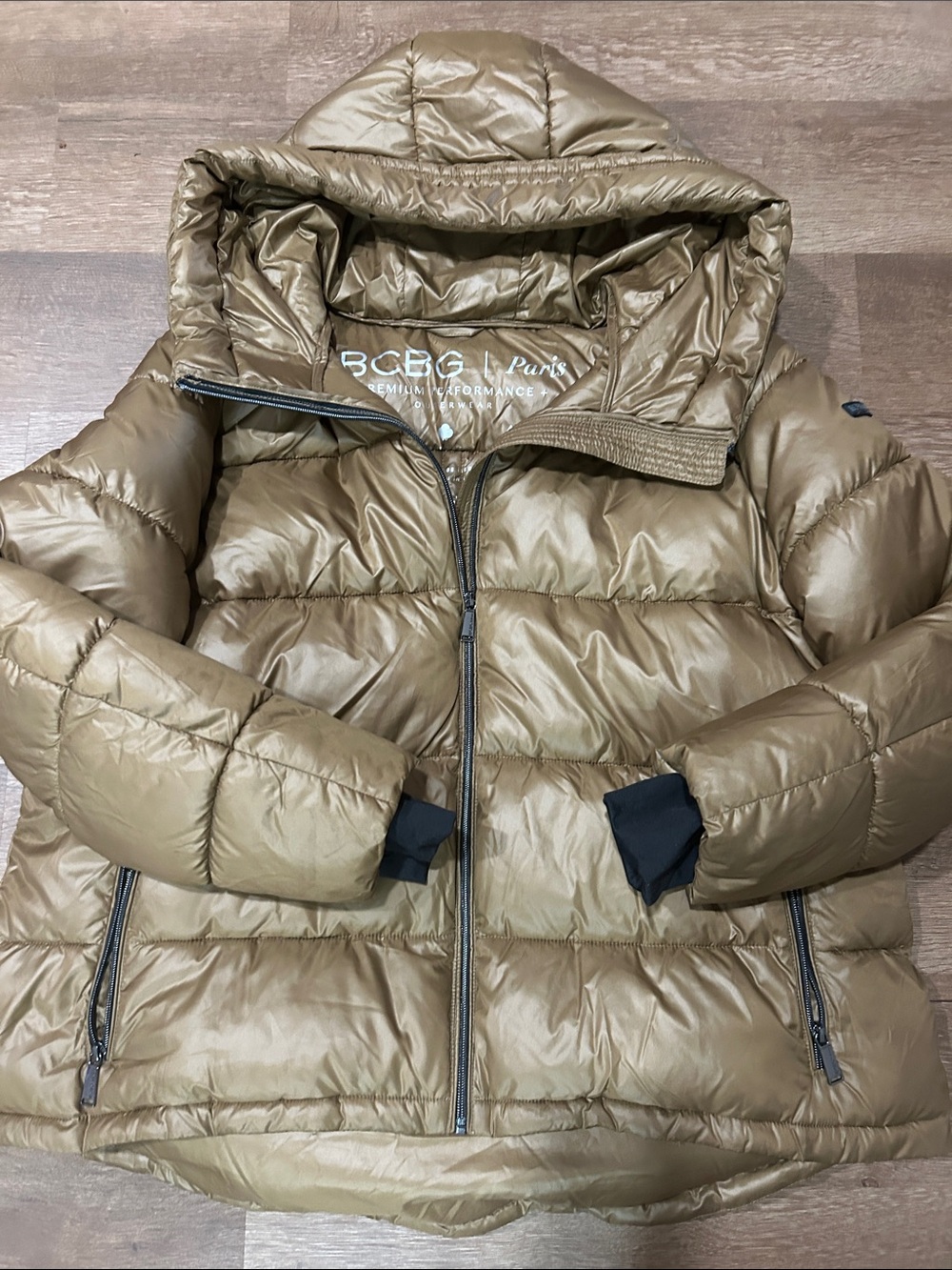 BCBG Paris Hooded Puffer Jacket in Brown - Picture 8 of 12